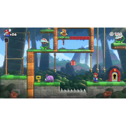 This is brand new.Donkey Kong has stolen the Mini-Marios! Solve platforming puzzles to get them back.
 Run, jump, and backflip your way to rescuing the stolen Mini-Mario toys in this puzzling twist on Mario action.