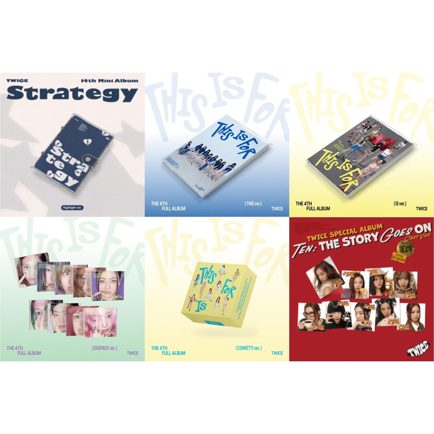 Strategy (Highlight Ver.) & This Is For (This Ver.) & This Is For (Is Ver.) & This Is For (Digipack Ver.) & This Is For (Confetti Ver.) & Ten: The Story Goes On (Cast Ver.)
