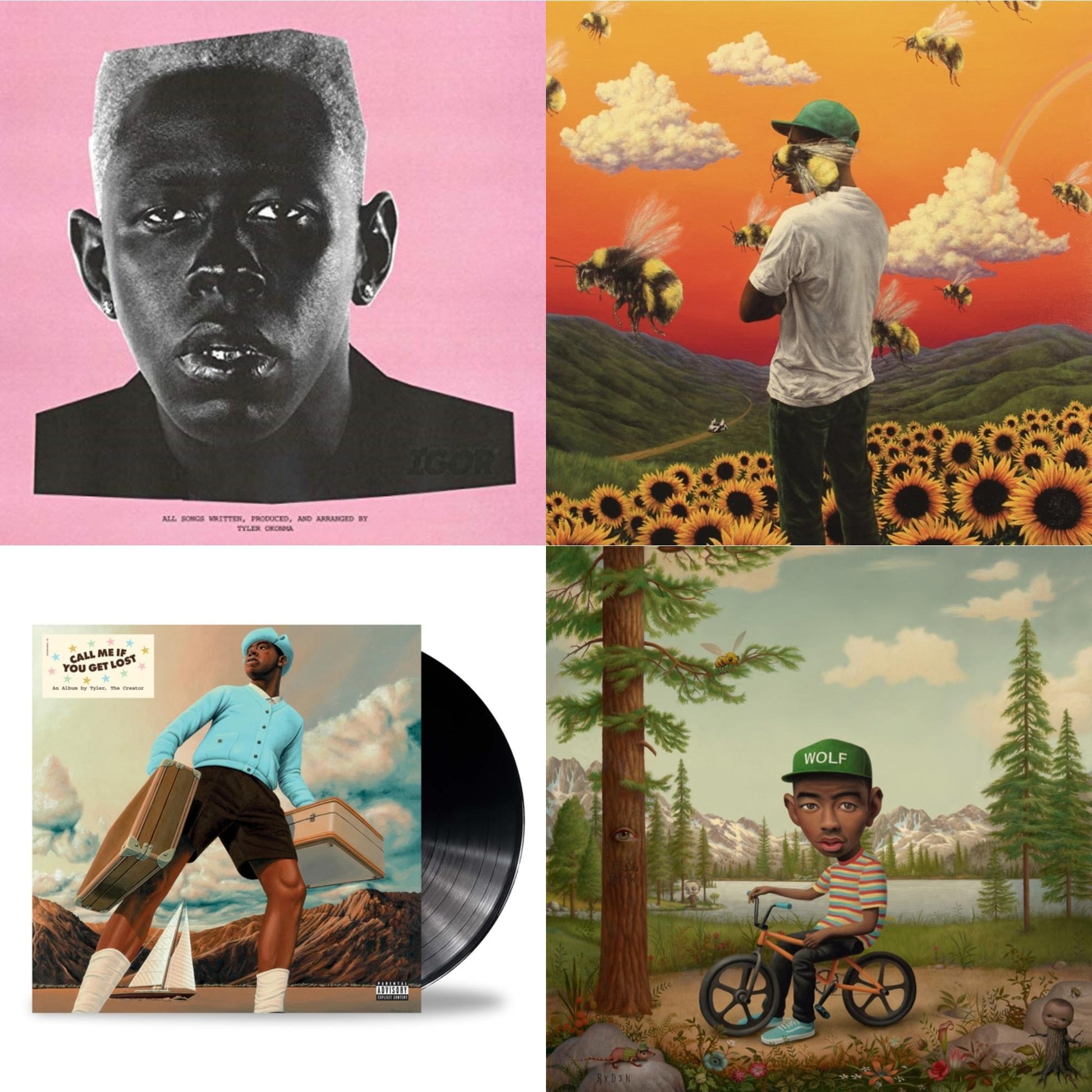 This is a 4 LP Vinyl SKU bundle.
1.This LP Vinyl is brand new.Format: LP VinylMusic Style: Contemporary R&BThis item's title is: Igor (X) (150G)Artist:  The Creator TylerLabel: A BOY IS A GUN; COLUMBIABarcode: 190759652213Release Date: 10/4/2019
2.This LP Vinyl is brand new.