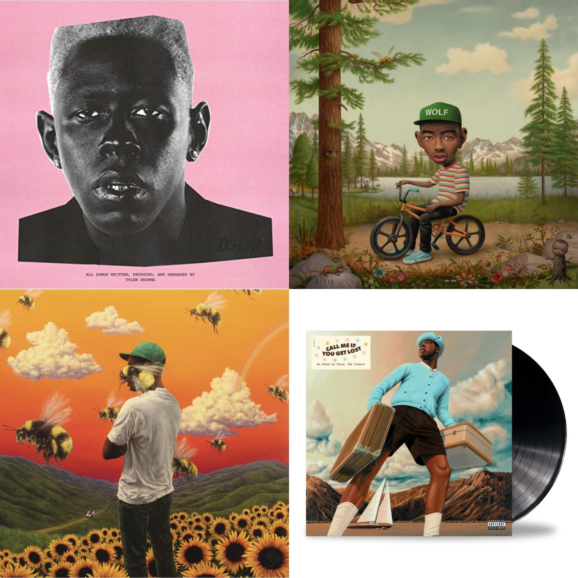 This is a 4 LP Vinyl SKU bundle.
1.This LP Vinyl is brand new.Format: LP VinylMusic Style: Contemporary R&BThis item's title is: Igor (X) (150G)Artist:  The Creator TylerLabel: A BOY IS A GUN; COLUMBIABarcode: 190759652213Release Date: 10/4/2019
2.This LP Vinyl is brand new.