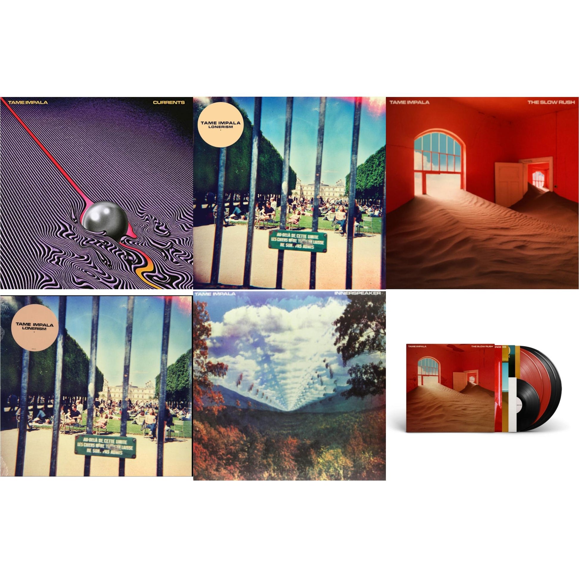 This is a 6 LP Vinyl SKU bundle.
1.This LP Vinyl is brand new.Format: LP VinylMusic Style: Psychedelic RockThis item's title is: CurrentsArtist: Tame ImpalaLabel: INTERSCOPEBarcode: 602547306777Release Date: 7/17/2015
2.This LP Vinyl is brand new.