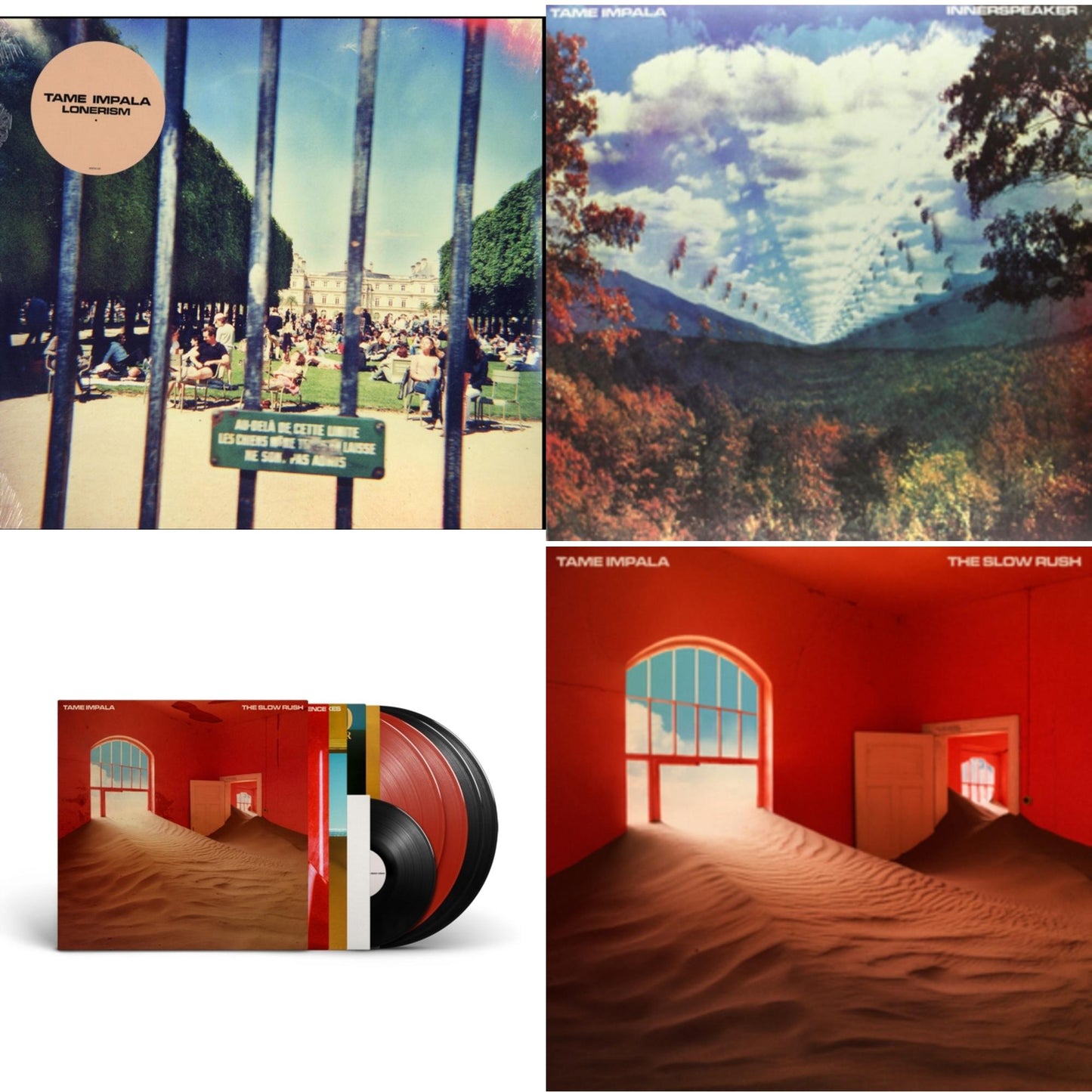 This is a 4 LP Vinyl SKU bundle.
1.This LP Vinyl is brand new.Format: LP VinylMusic Style: Psychedelic RockThis item's title is: LonerismArtist: Tame ImpalaLabel: UMEBarcode: 602537119967Release Date: 10/9/2012
2.This LP Vinyl is brand new.