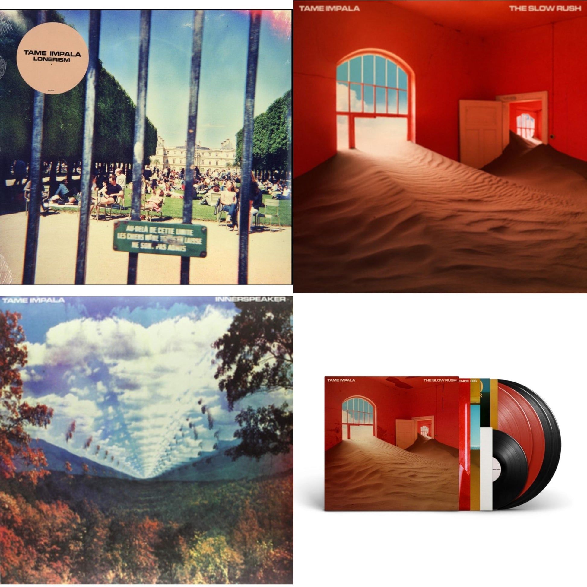 This is a 4 LP Vinyl SKU bundle.
1.This LP Vinyl is brand new.Format: LP VinylMusic Style: Psychedelic RockThis item's title is: LonerismArtist: Tame ImpalaLabel: UMEBarcode: 602537119967Release Date: 10/9/2012
2.This LP Vinyl is brand new.