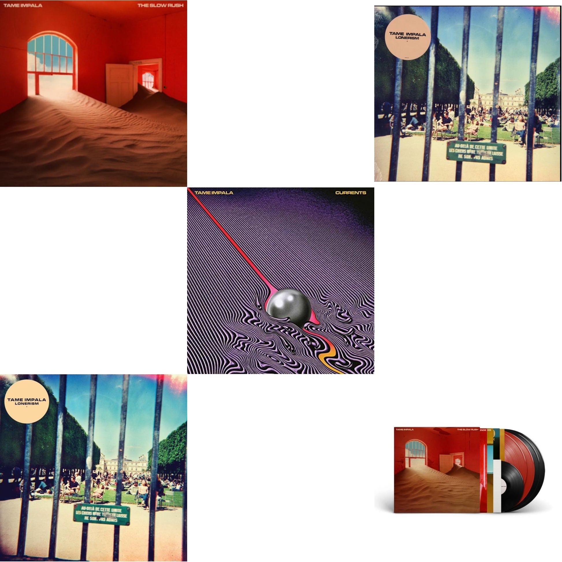 This is a 5 LP Vinyl SKU bundle.
1.This LP Vinyl is brand new.Format: LP VinylMusic Style: Indie PopThis item's title is: Slow Rush (2LP)Artist: Tame ImpalaLabel: INTERSCOPEBarcode: 602577579561Release Date: 2/26/2020
2.This LP Vinyl is brand new.