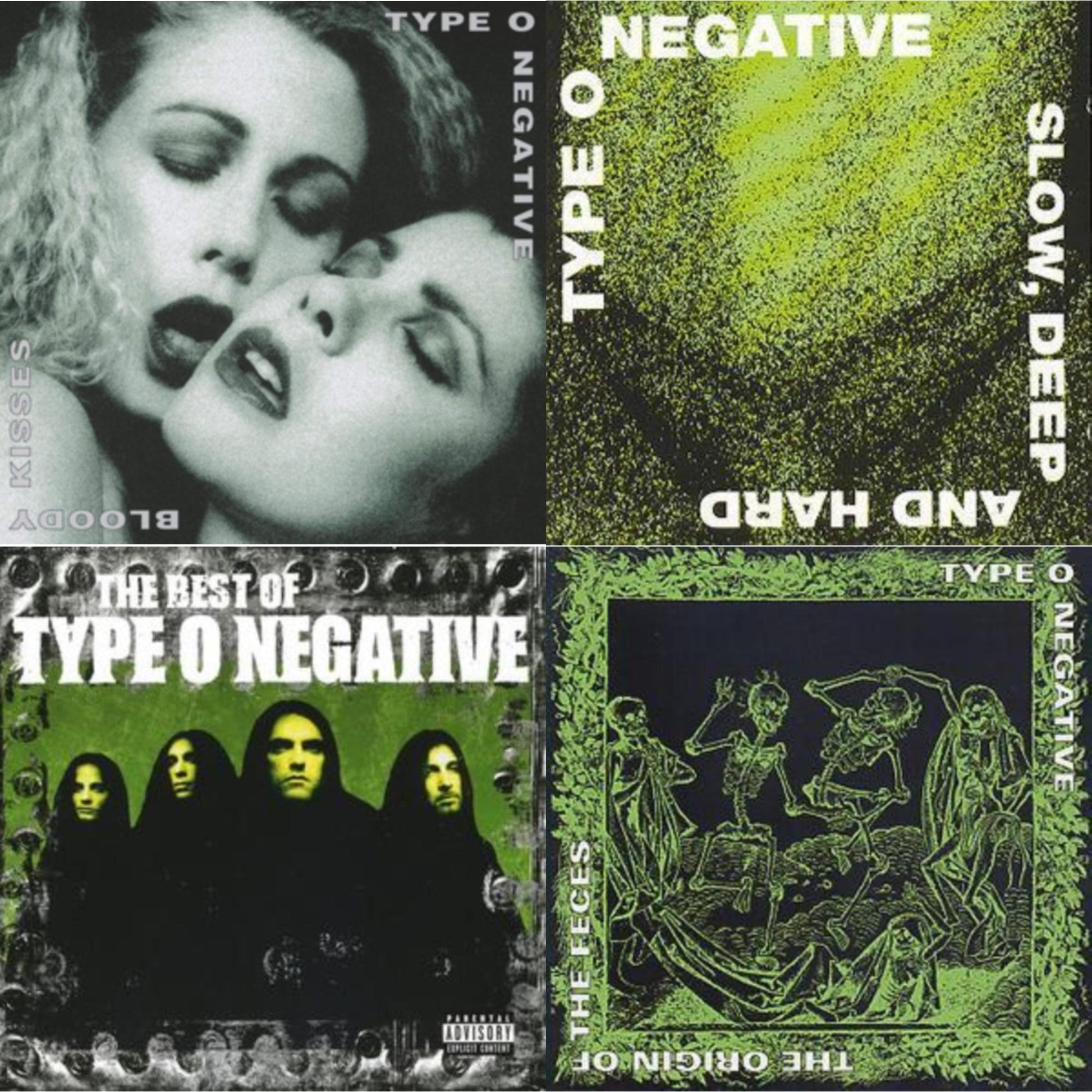 This is a 4 CD SKU bundle.
1.This CD is brand new.Format: CDMusic Style: DubThis item's title is: Bloody KissesArtist: Type O NegativeLabel: ROADRUNNER RECORDSBarcode: 016861910020Release Date: 8/20/2001
2.This CD is brand new.