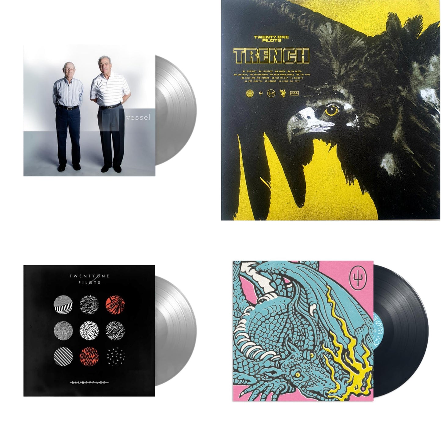 This is a 4 LP Vinyl SKU bundle.
1.This LP Vinyl is brand new.Format: LP VinylThis item's title is: Scaled & IcyArtist: Twenty One PilotsLabel: FULED BY RAMENBarcode: 075678641558Release Date: 11/19/2021
2.This LP Vinyl is brand new.