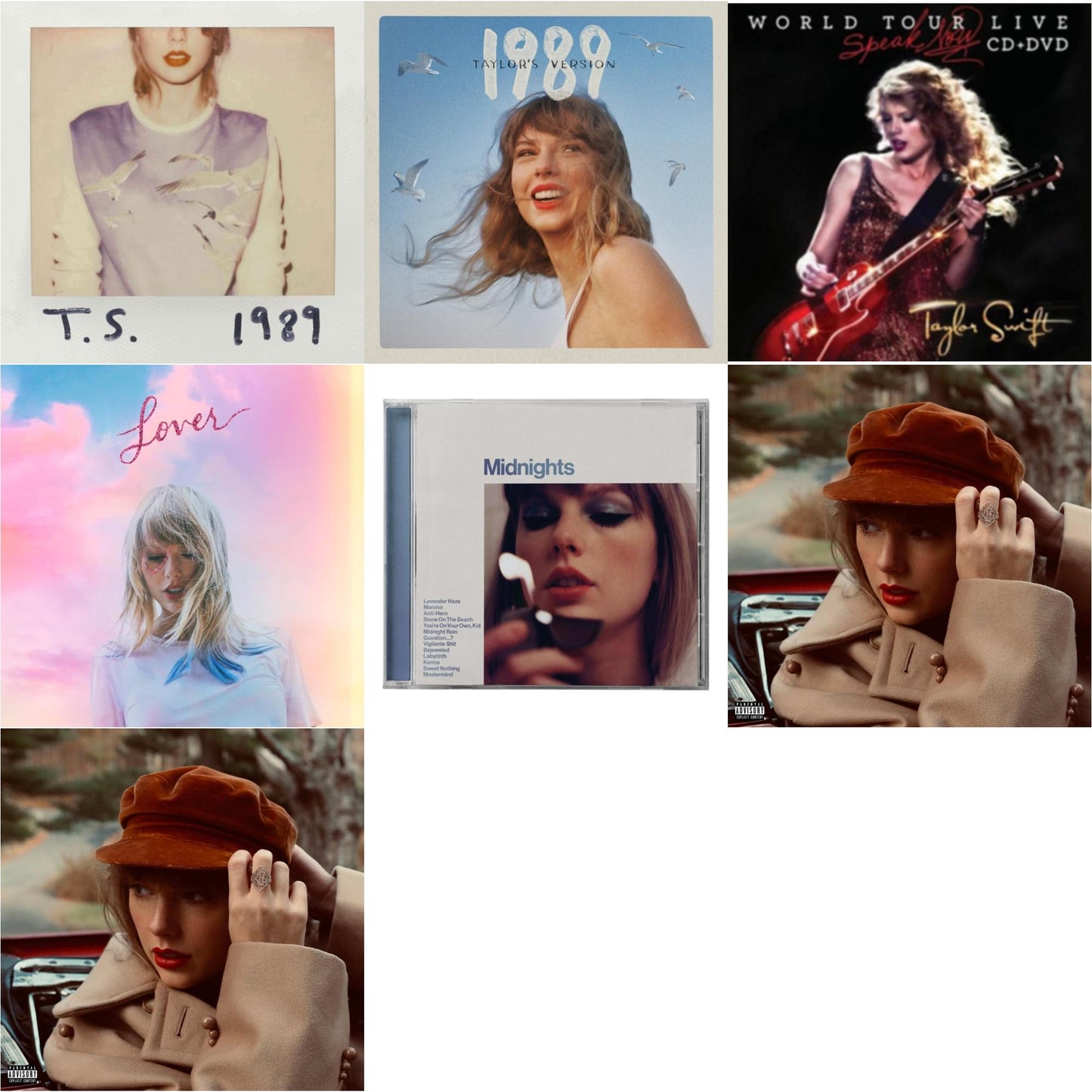 This is a 7 CD SKU bundle.
1.This CD is brand new.Format: CDThis item's title is: Red (Taylor's Version) (X) (2CD)Artist: Taylor SwiftLabel: REPUBLICBarcode: 602438737628Release Date: 11/12/2021
2.This CD is brand new.