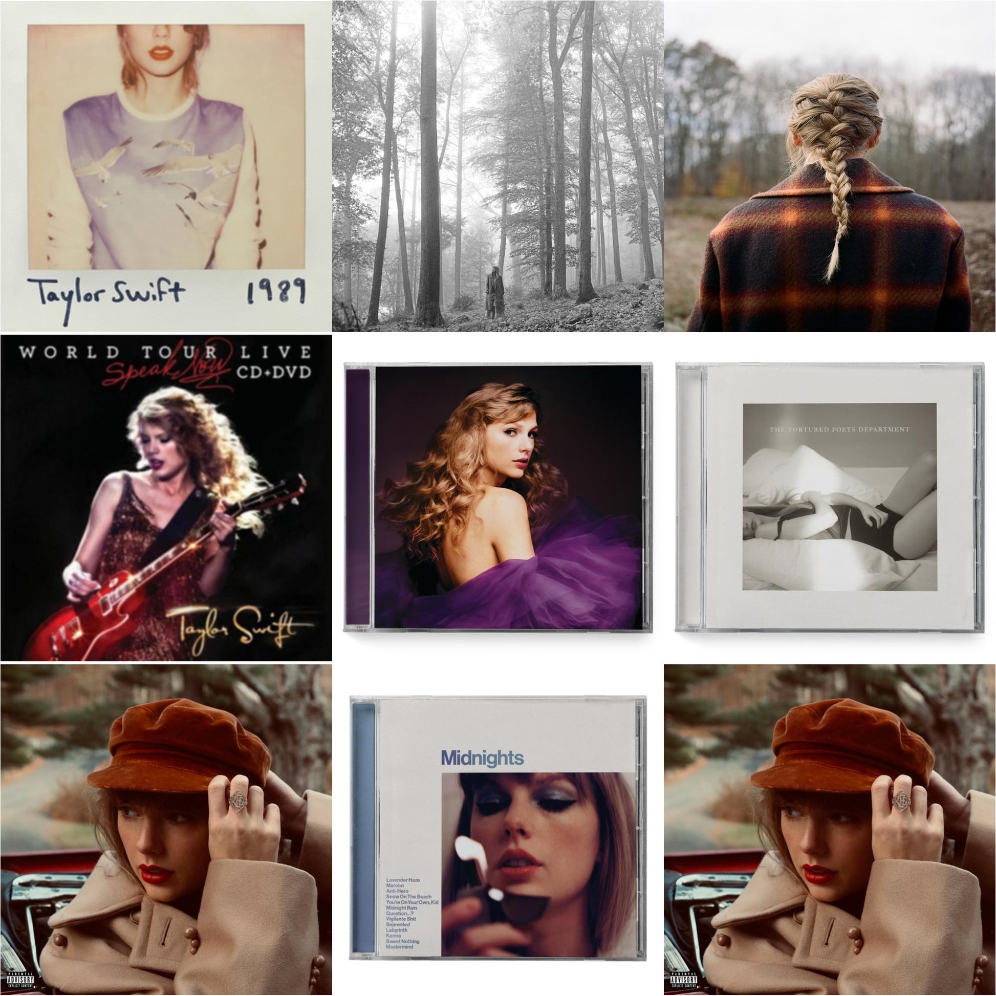 This is a 9 CD SKU bundle.
1.This CD is brand new.Format: CDMusic Style: VocalThis item's title is: Folklore (Edited)Artist: Taylor SwiftLabel: REPUBLICBarcode: 602435034799Release Date: 8/7/2020
2.This CD is brand new.
