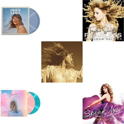 This is a 5 LP Vinyl SKU bundle.
1.This LP Vinyl is brand new.Format: LP VinylMusic Style: CountryThis item's title is: Fearless (Taylor's Version) (Gold Vinyl/3LP)Artist: Taylor SwiftLabel: Republic RecordsBarcode: 602435845104Release Date: 10/1/2021
2.This LP Vinyl is brand new.