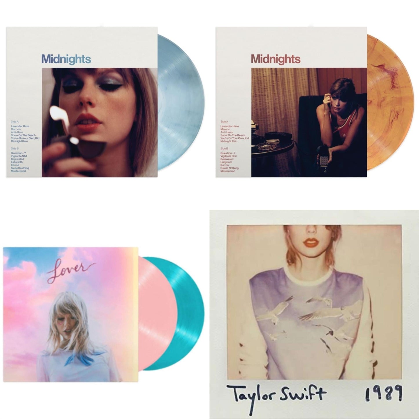 Midnights (X) (Moonstone Blue LP Vinyl) & Midnights (X) (Blood Moon LP Vinyl) & Lover & 1989