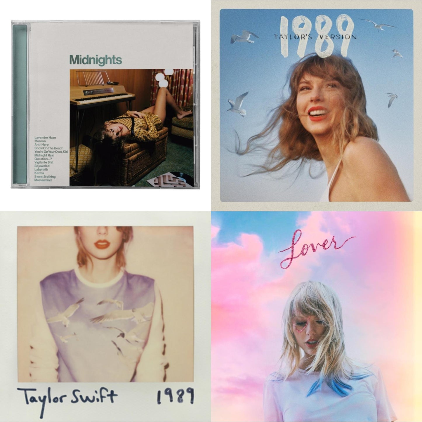 This is a 4 CD SKU bundle.
1.This CD is brand new.Format: CDMusic Style: Synth-popThis item's title is: Midnights (X) (Jade Green CD)Artist: Taylor SwiftLabel: REPUBLICBarcode: 602445790104Release Date: 10/21/2022
2.This CD is brand new.