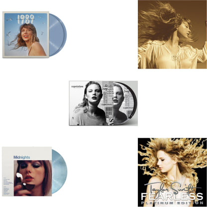 This is a 5 LP Vinyl SKU bundle.
1.This LP Vinyl is brand new.Format: LP VinylMusic Style: CountryThis item's title is: Fearless (Taylor's Version) (Gold Vinyl/3LP)Artist: Taylor SwiftLabel: Republic RecordsBarcode: 602435845104Release Date: 10/1/2021
2.This LP Vinyl is brand new.