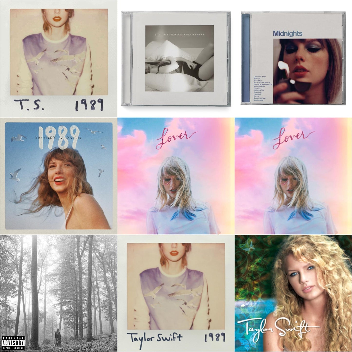 This is a 9 CD SKU bundle.
1.This CD is brand new.Format: CDMusic Style: VocalThis item's title is: Folklore (X)Artist: Taylor SwiftLabel: REPUBLICBarcode: 602435034805Release Date: 8/7/2020
2.This CD is brand new.