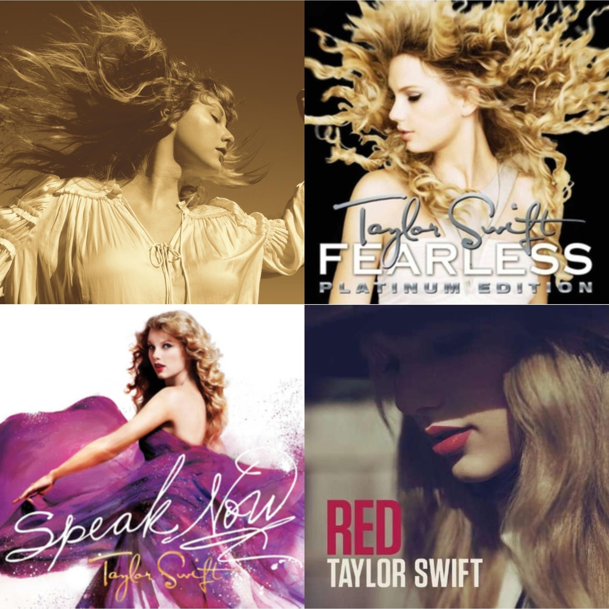This is a 4 LP Vinyl SKU bundle.
1.This LP Vinyl is brand new.Format: LP VinylMusic Style: CountryThis item's title is: Fearless (Taylor's Version) (Gold Vinyl/3LP)Artist: Taylor SwiftLabel: Republic RecordsBarcode: 602435845104Release Date: 10/1/2021
2.This LP Vinyl is brand new.