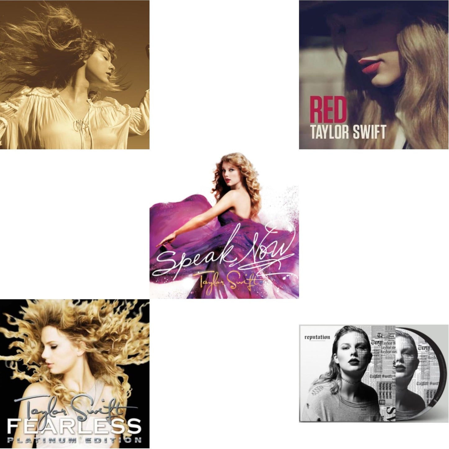 This is a 5 LP Vinyl SKU bundle.
1.This LP Vinyl is brand new.Format: LP VinylMusic Style: CountryThis item's title is: Fearless (Taylor's Version) (Gold Vinyl/3LP)Artist: Taylor SwiftLabel: Republic RecordsBarcode: 602435845104Release Date: 10/1/2021
2.This LP Vinyl is brand new.