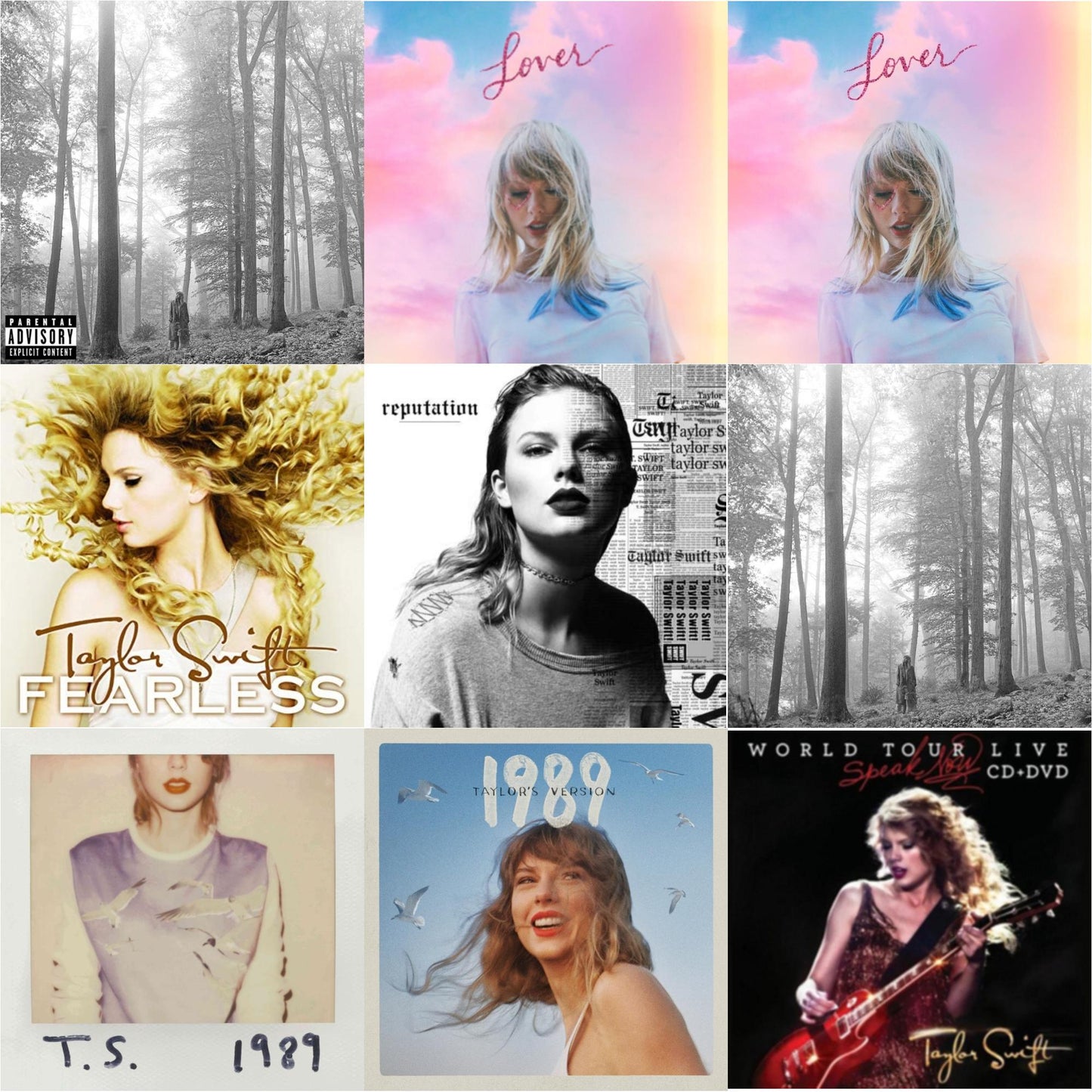 This is a 9 CD SKU bundle.
1.This CD is brand new.Format: CDMusic Style: VocalThis item's title is: Folklore (Edited)Artist: Taylor SwiftLabel: REPUBLICBarcode: 602435034799Release Date: 8/7/2020
2.This CD is brand new.