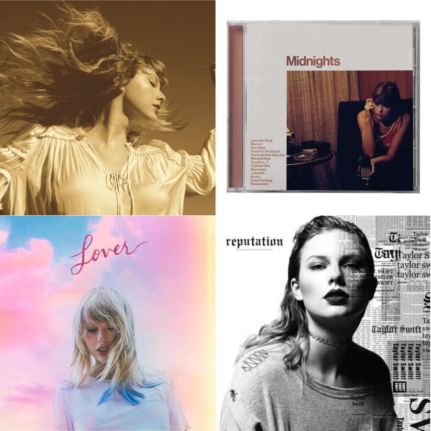 This is a 4 CD SKU bundle.
1.This CD is brand new.Format: CDMusic Style: Rock & RollThis item's title is: Fearless (Taylor's Version) (2CD)Artist: Taylor SwiftBarcode: 602435845098Release Date: 4/9/2021
2.This CD is brand new.