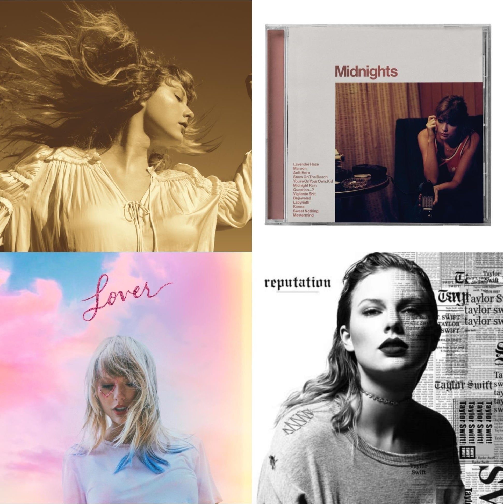 This is a 4 CD SKU bundle.
1.This CD is brand new.Format: CDMusic Style: Rock & RollThis item's title is: Fearless (Taylor's Version) (2CD)Artist: Taylor SwiftBarcode: 602435845098Release Date: 4/9/2021
2.This CD is brand new.