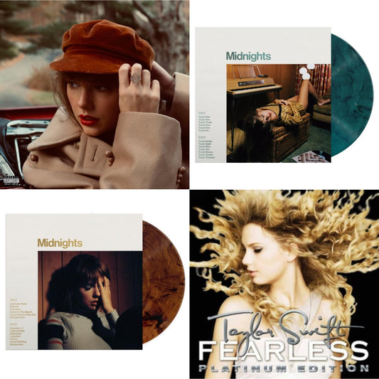 Red (Taylor's Version) (4LP) & Midnights (X) (Jade Green LP Vinyl) & Midnights (X) (Mahogany Color LP Vinyl) & Fearless Platinum Edition