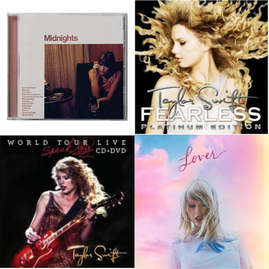 This is a 4 CD SKU bundle.
1.This CD is brand new.Format: CDMusic Style: Synth-popThis item's title is: Midnights (X) (Blood Moon CD)Artist: Taylor SwiftLabel: REPUBLICBarcode: 602445790111Release Date: 10/21/2022
2.This CD is brand new.