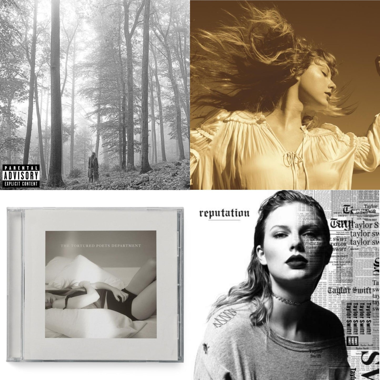 This is a 4 CD SKU bundle.
1.This CD is brand new.Format: CDMusic Style: VocalThis item's title is: Folklore (X)Artist: Taylor SwiftLabel: REPUBLICBarcode: 602435034805Release Date: 8/7/2020
2.This CD is brand new.