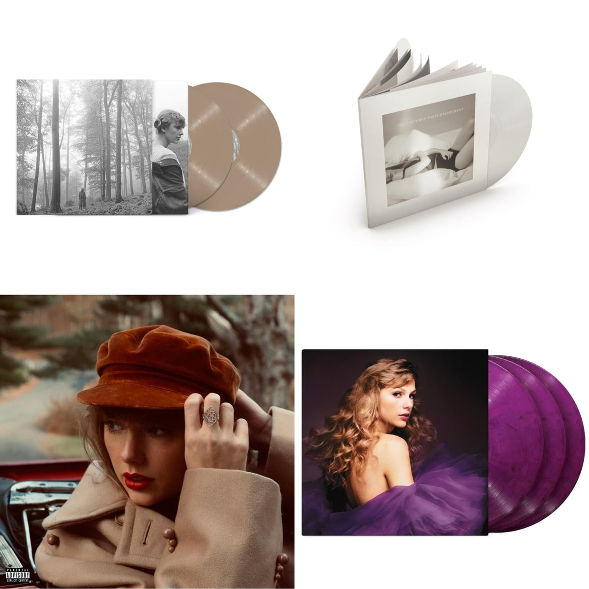 Folklore (X) (Beige Vinyl/2LP) & Red (Taylor's Version) (4LP) & Speak Now (Taylor's Version) (Orchid Marbled Vinyl/3LP) & Tortured Poets Department (X) (Ghosted White Vinyl/2LP/Manuscript- Bonus Track)