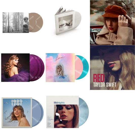 Taylor Swift - Folklore (X) (Beige Vinyl/2LP) & Red (Taylor's Version) (4LP) & Midnights (X) (Moonstone Blue LP Vinyl) & Speak Now (Taylor's Version) (Orchid Marbled Vinyl/3LP) & 1989 (Taylor's Version) (2LP/Crystal Skies Blue Vinyl) & Tortured Poets