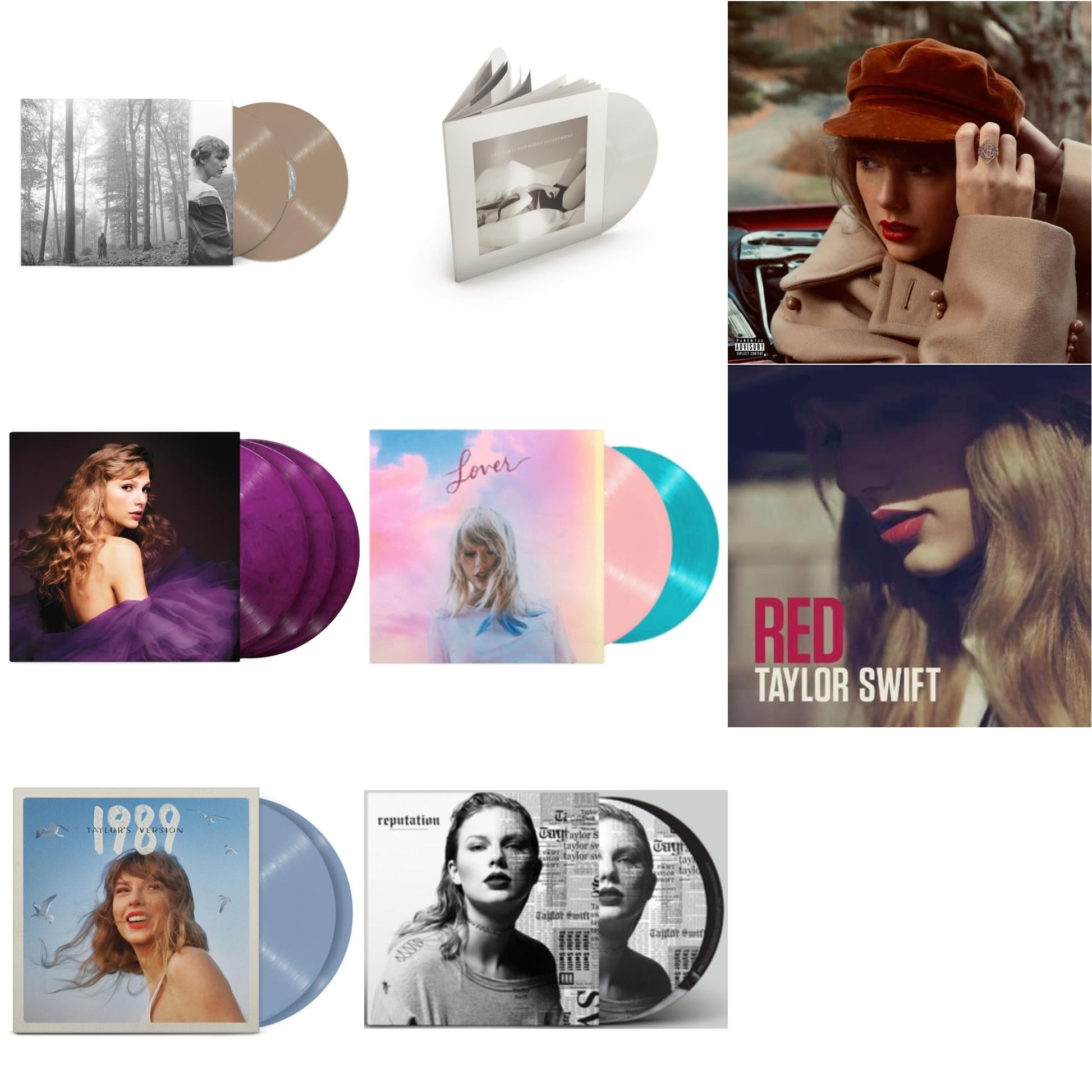 This is a 8 LP Vinyl SKU bundle.
1.This LP Vinyl is brand new.Format: LP VinylMusic Style: VocalThis item's title is: Folklore (X) (Beige Vinyl/2LP)Artist: Taylor SwiftLabel: Republic RecordsBarcode: 602435034881Release Date: 7/23/2021
2.This LP Vinyl is brand new.