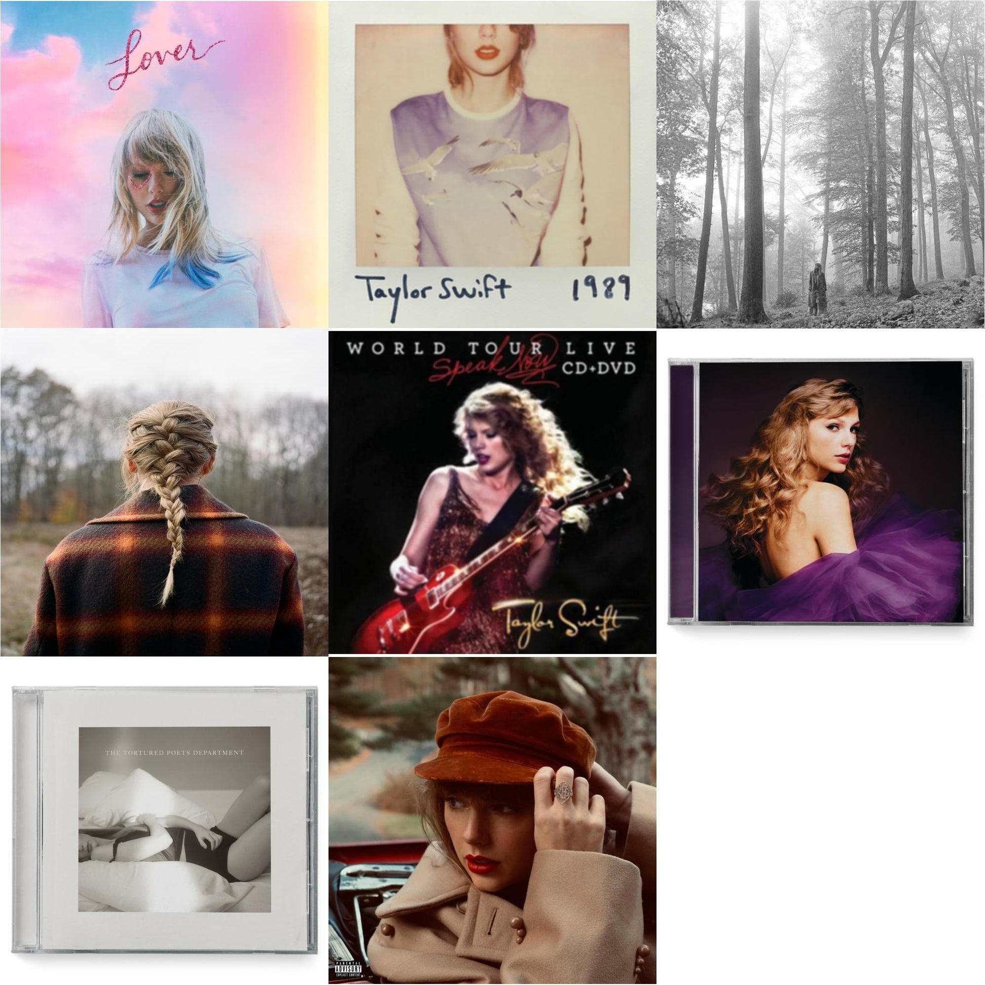 This is a 8 CD SKU bundle.
1.This CD is brand new.Format: CDMusic Style: VocalThis item's title is: Folklore (Edited)Artist: Taylor SwiftLabel: REPUBLICBarcode: 602435034799Release Date: 8/7/2020
2.This CD is brand new.