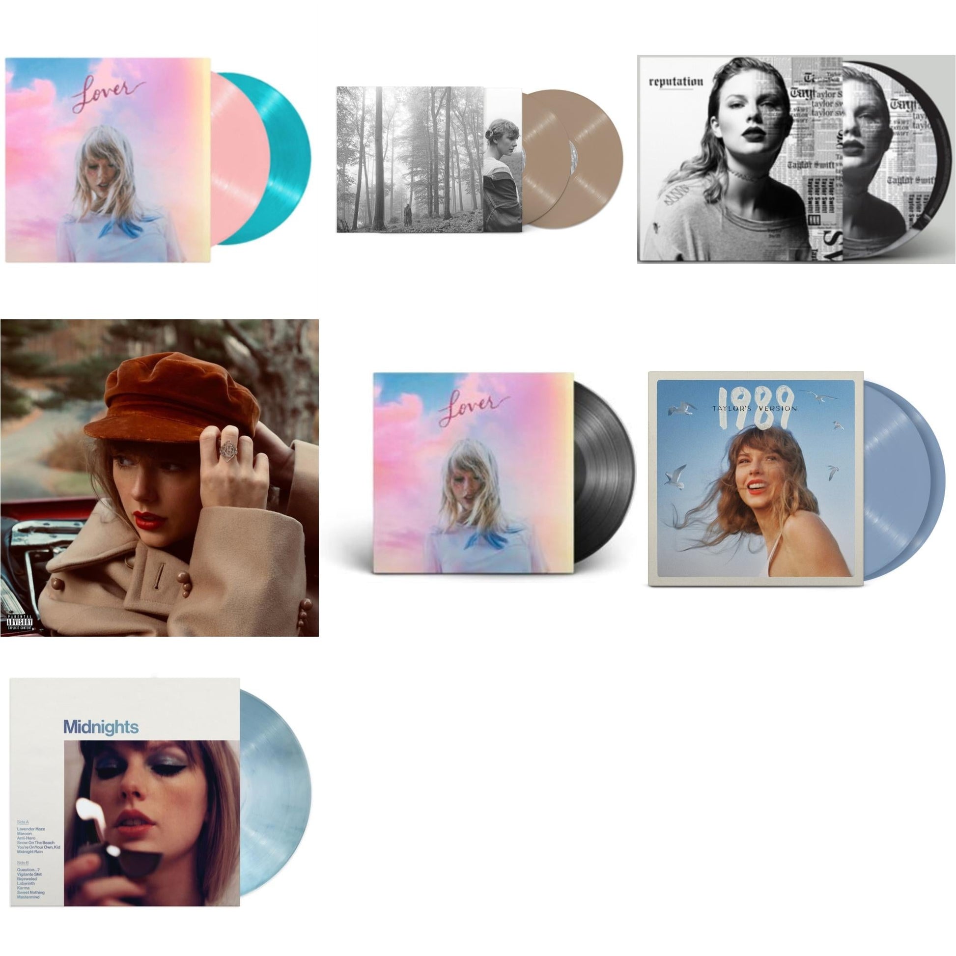 This is a 7 LP Vinyl SKU bundle.
1.This LP Vinyl is brand new.Format: LP VinylMusic Style: VocalThis item's title is: Folklore (X) (Beige Vinyl/2LP)Artist: Taylor SwiftLabel: Republic RecordsBarcode: 602435034881Release Date: 7/23/2021
2.This LP Vinyl is brand new.