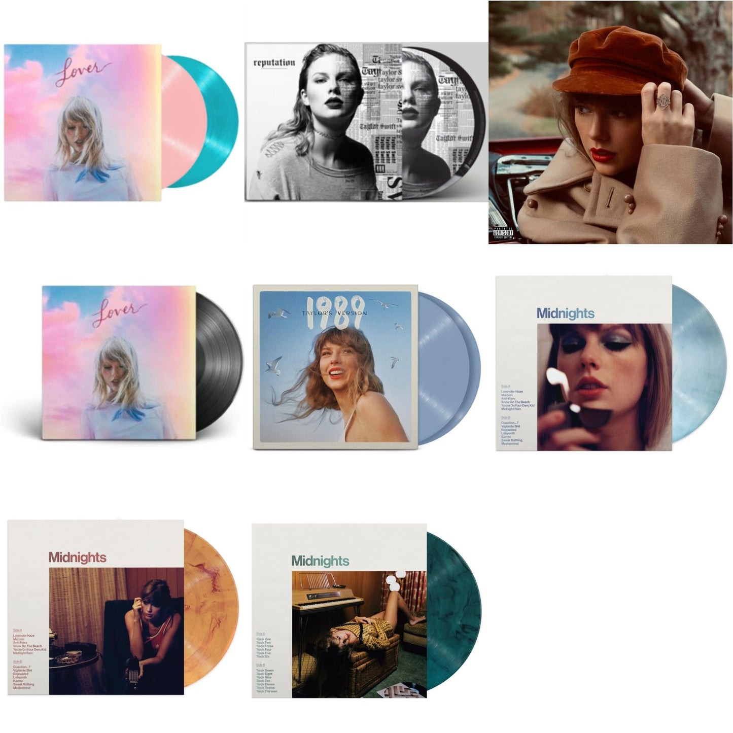 This is a 8 LP Vinyl SKU bundle.
1.This LP Vinyl is brand new.Format: LP VinylMusic Style: BalladThis item's title is: Red (Taylor's Version) (4LP)Artist: Taylor SwiftLabel: REPUBLICBarcode: 602438633258Release Date: 11/12/2021
2.This LP Vinyl is brand new.