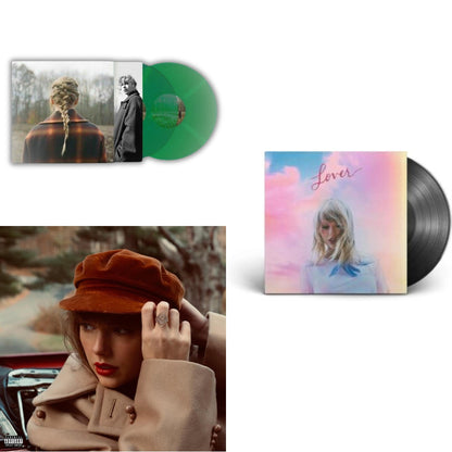 Taylor Swift - Evermore (Translucent Green Vinyl/2LP) & Red (Taylor's Version) (4LP) & Lover (2LP)