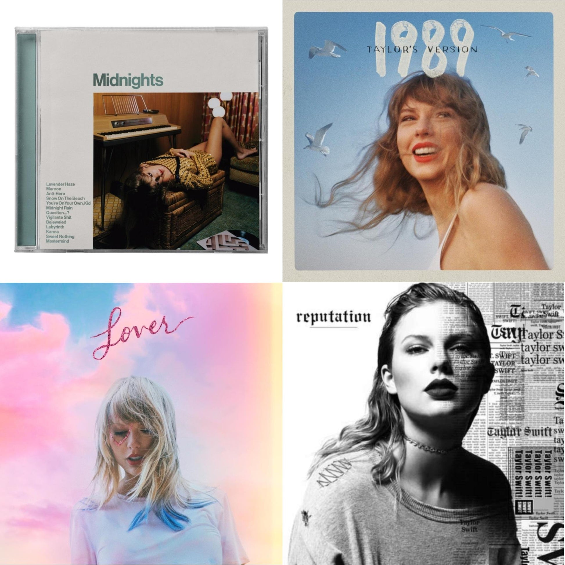 This is a 4 CD SKU bundle.
1.This CD is brand new.Format: CDMusic Style: Synth-popThis item's title is: Midnights (X) (Jade Green CD)Artist: Taylor SwiftLabel: REPUBLICBarcode: 602445790104Release Date: 10/21/2022
2.This CD is brand new.