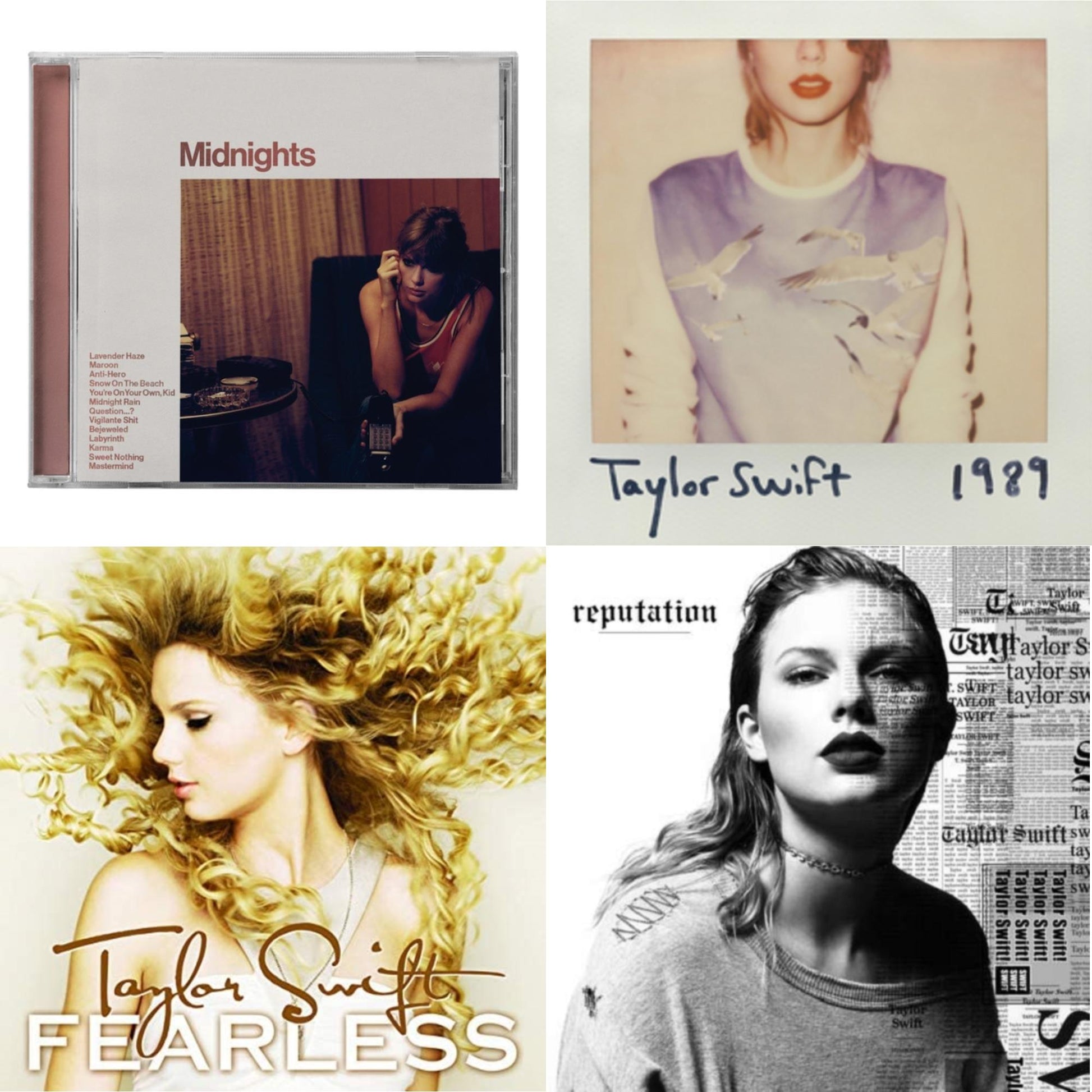 This is a 4 CD SKU bundle.
1.This CD is brand new.Format: CDMusic Style: Synth-popThis item's title is: Midnights (X) (Blood Moon CD)Artist: Taylor SwiftLabel: REPUBLICBarcode: 602445790111Release Date: 10/21/2022
2.This CD is brand new.