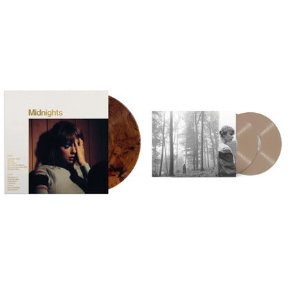 Taylor Swift - Folklore (X) (Beige Vinyl/2LP) & Midnights (X) (Mahogany Color LP Vinyl)