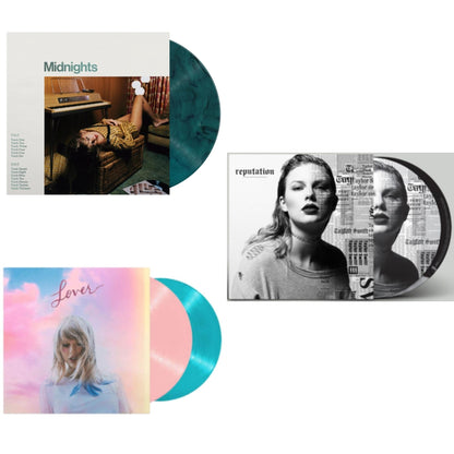 This is a 3 LP Vinyl SKU bundle.
1.This LP Vinyl is brand new.Format: LP VinylMusic Style: Indie PopThis item's title is: Midnights (X) (Jade Green LP Vinyl)Artist: Taylor SwiftLabel: REPUBLICBarcode: 602445790050Release Date: 10/21/2022
2.This LP Vinyl is brand new.