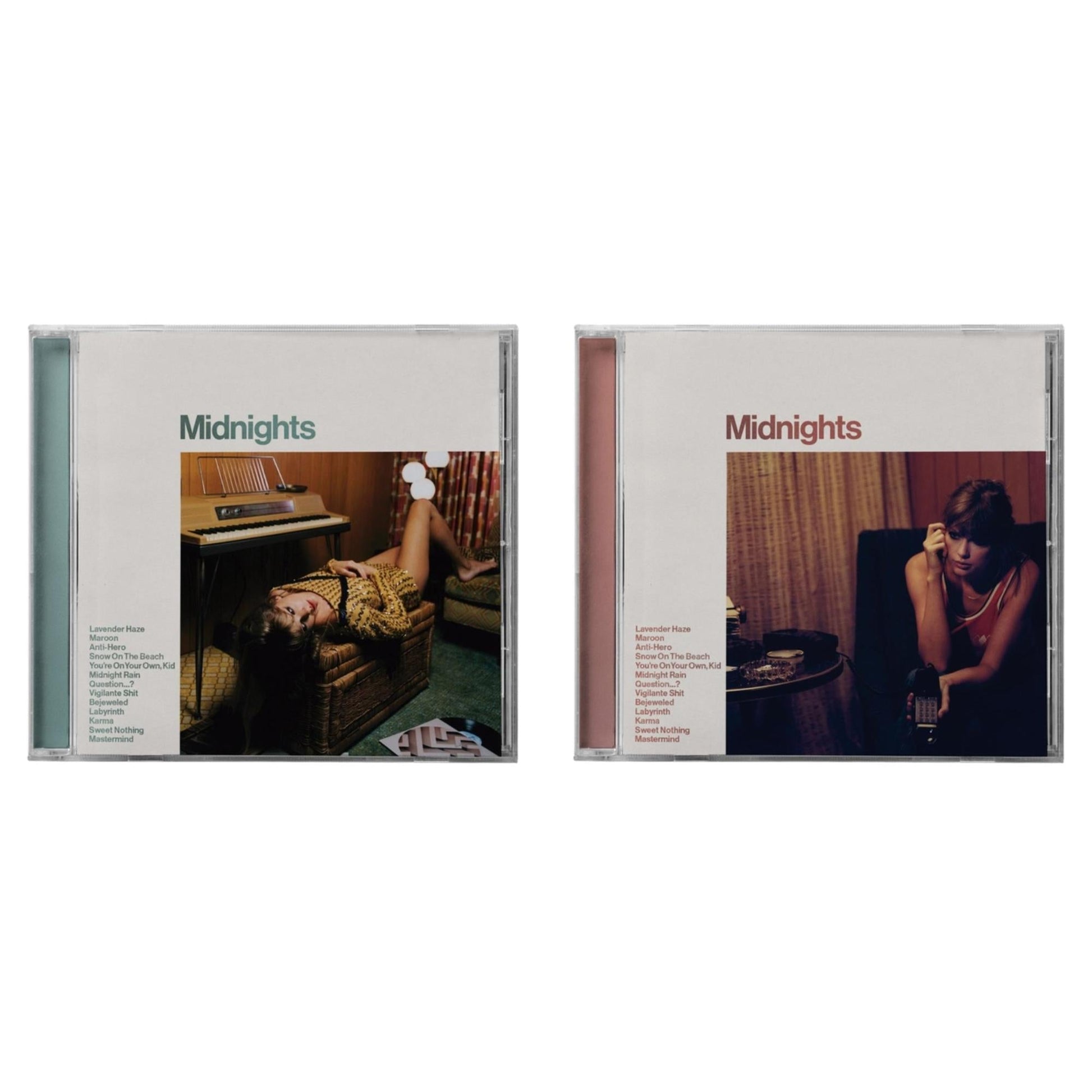 This is a 2 CD SKU bundle.
1.This CD is brand new.Format: CDMusic Style: Synth-popThis item's title is: Midnights (X) (Jade Green CD)Artist: Taylor SwiftLabel: REPUBLICBarcode: 602445790104Release Date: 10/21/2022
2.This CD is brand new.