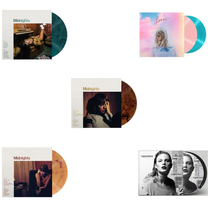 This is a 5 LP Vinyl SKU bundle.
1.This LP Vinyl is brand new.Format: LP VinylMusic Style: Indie PopThis item's title is: Midnights (X) (Jade Green LP Vinyl)Artist: Taylor SwiftLabel: REPUBLICBarcode: 602445790050Release Date: 10/21/2022
2.This LP Vinyl is brand new.