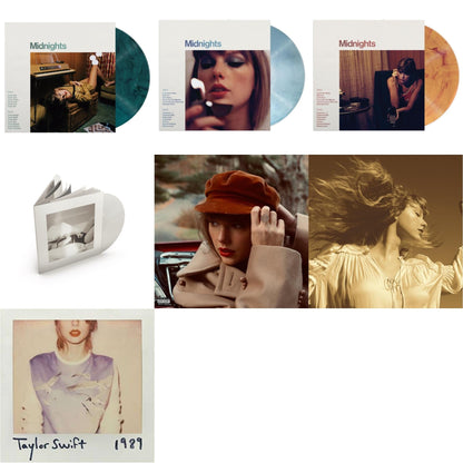 Taylor Swift - Fearless (Taylor's Version) (Gold Vinyl/3LP) & Red (Taylor's Version) (4LP) & Midnights (X) (Moonstone Blue LP Vinyl) & Midnights (X) (Jade Green LP Vinyl) & Midnights (X) (Blood Moon LP Vinyl) & Tortured Poets Department (X) (Ghosted