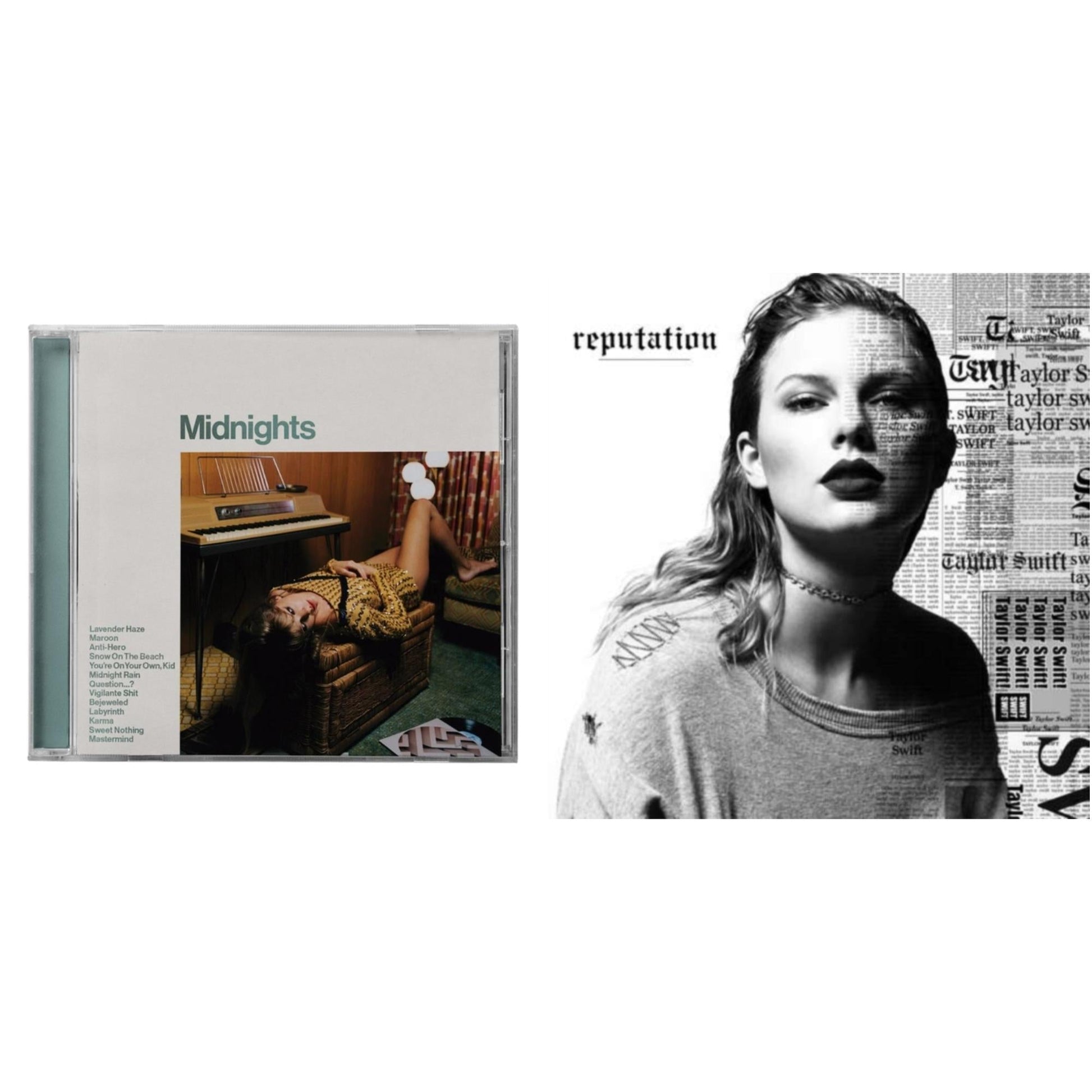 This is a 2 CD SKU bundle.
1.This CD is brand new.Format: CDMusic Style: Synth-popThis item's title is: Midnights (X) (Jade Green CD)Artist: Taylor SwiftLabel: REPUBLICBarcode: 602445790104Release Date: 10/21/2022
2.This CD is brand new.