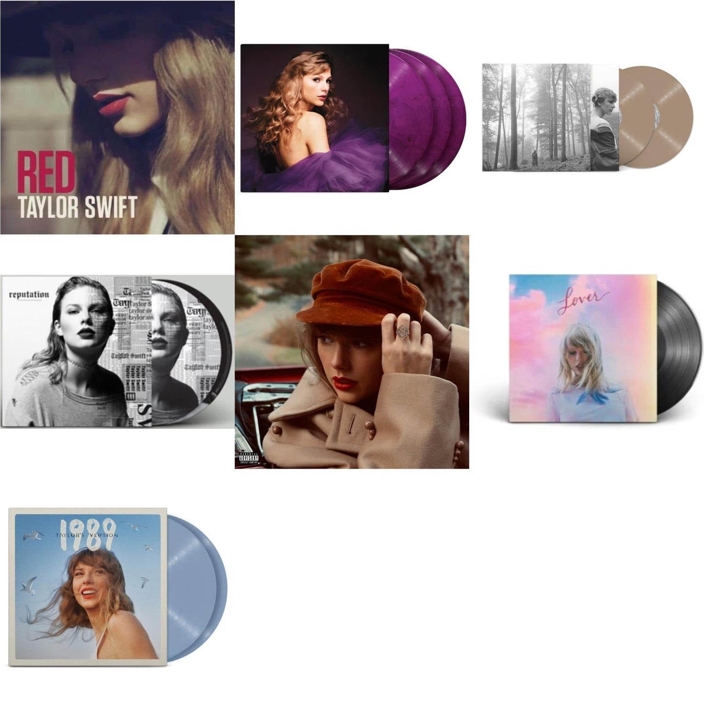 This is a 7 LP Vinyl SKU bundle.
1.This LP Vinyl is brand new.Format: LP VinylMusic Style: VocalThis item's title is: Folklore (X) (Beige Vinyl/2LP)Artist: Taylor SwiftLabel: Republic RecordsBarcode: 602435034881Release Date: 7/23/2021
2.This LP Vinyl is brand new.