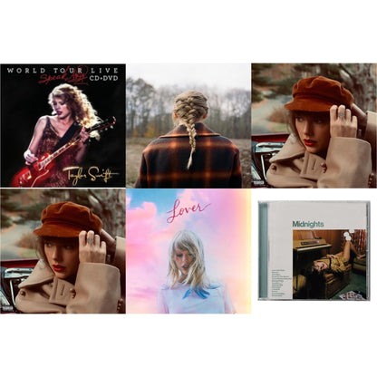 Evermore (X) & Red (Taylor's Version) (X) (2CD) & Red (Taylor's Version) (Edited) (2CD) & Midnights (X) (Jade Green CD) & Speak Now World Tour Live (CD/DVD) & Lover (Deluxe) (Version 4)