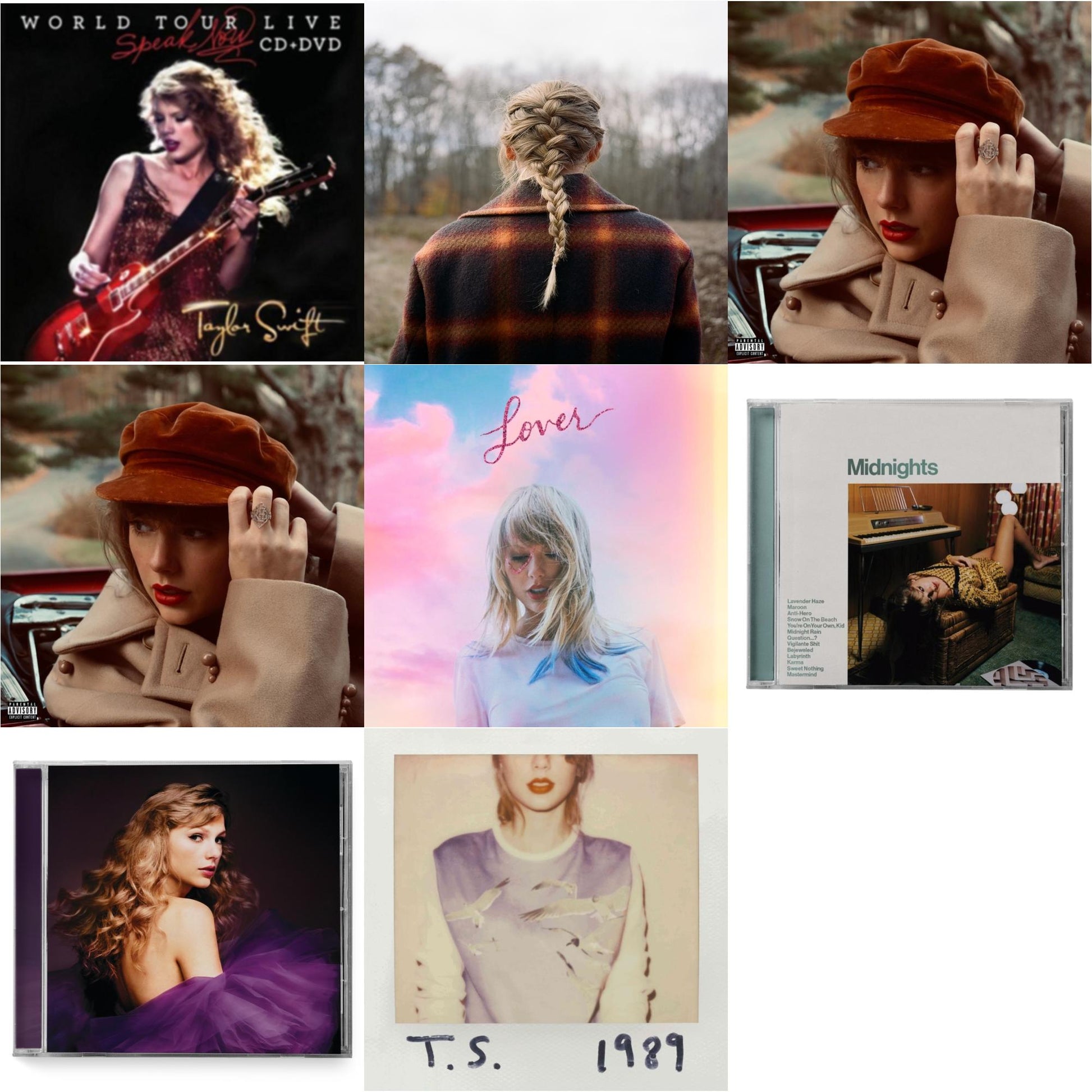 This is a 8 CD SKU bundle.
1.This CD is brand new.Format: CDMusic Style: Alternative RockThis item's title is: Evermore (X)Artist: Taylor SwiftLabel: REPUBLICBarcode: 602435648583Release Date: 12/18/2020
2.This CD is brand new.
