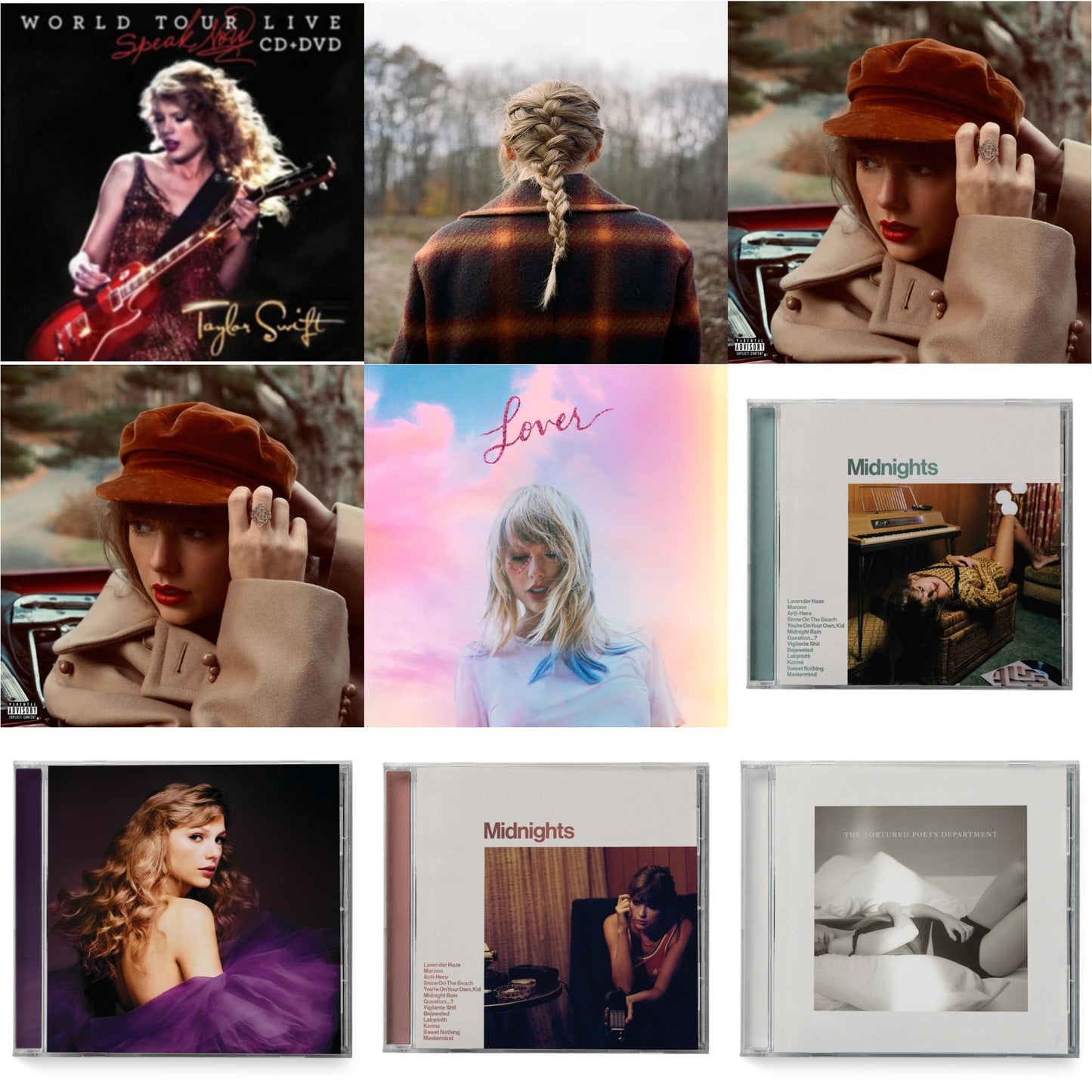 This is a 9 CD SKU bundle.
1.This CD is brand new.Format: CDMusic Style: Alternative RockThis item's title is: Evermore (X)Artist: Taylor SwiftLabel: REPUBLICBarcode: 602435648583Release Date: 12/18/2020
2.This CD is brand new.