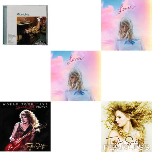 This is a 5 CD SKU bundle.
1.This CD is brand new.Format: CDMusic Style: Synth-popThis item's title is: Midnights (X) (Jade Green CD)Artist: Taylor SwiftLabel: REPUBLICBarcode: 602445790104Release Date: 10/21/2022
2.This CD is brand new.