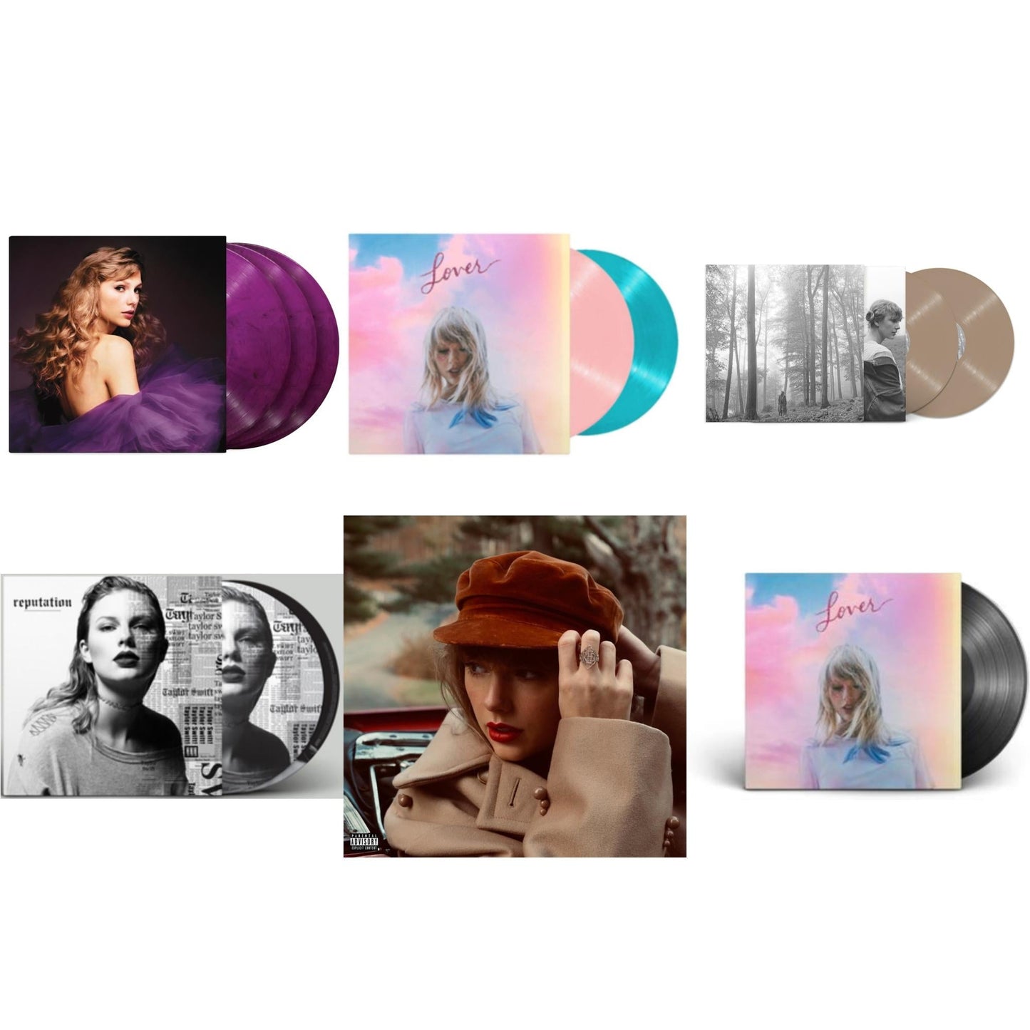 This is a 6 LP Vinyl SKU bundle.
1.This LP Vinyl is brand new.Format: LP VinylMusic Style: VocalThis item's title is: Folklore (X) (Beige Vinyl/2LP)Artist: Taylor SwiftLabel: Republic RecordsBarcode: 602435034881Release Date: 7/23/2021
2.This LP Vinyl is brand new.