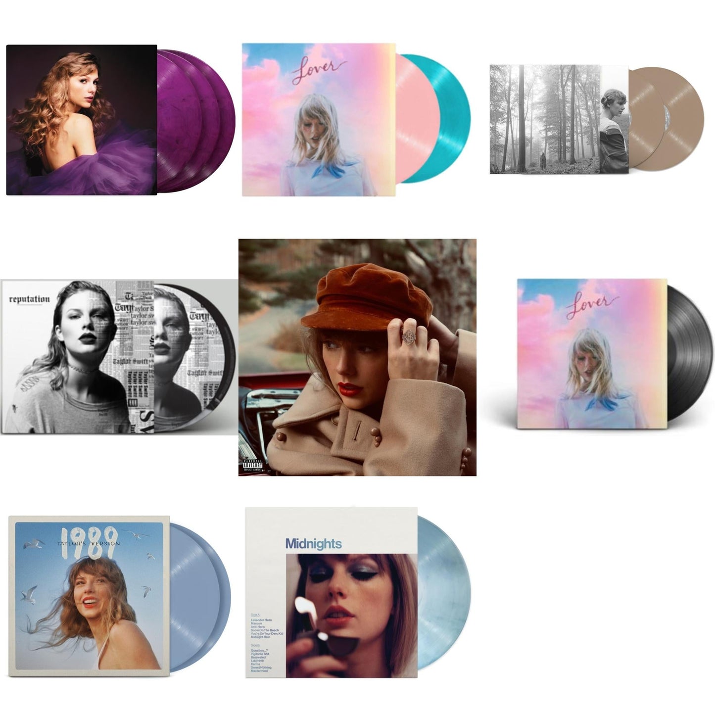 This is a 8 LP Vinyl SKU bundle.
1.This LP Vinyl is brand new.Format: LP VinylMusic Style: VocalThis item's title is: Folklore (X) (Beige Vinyl/2LP)Artist: Taylor SwiftLabel: Republic RecordsBarcode: 602435034881Release Date: 7/23/2021
2.This LP Vinyl is brand new.