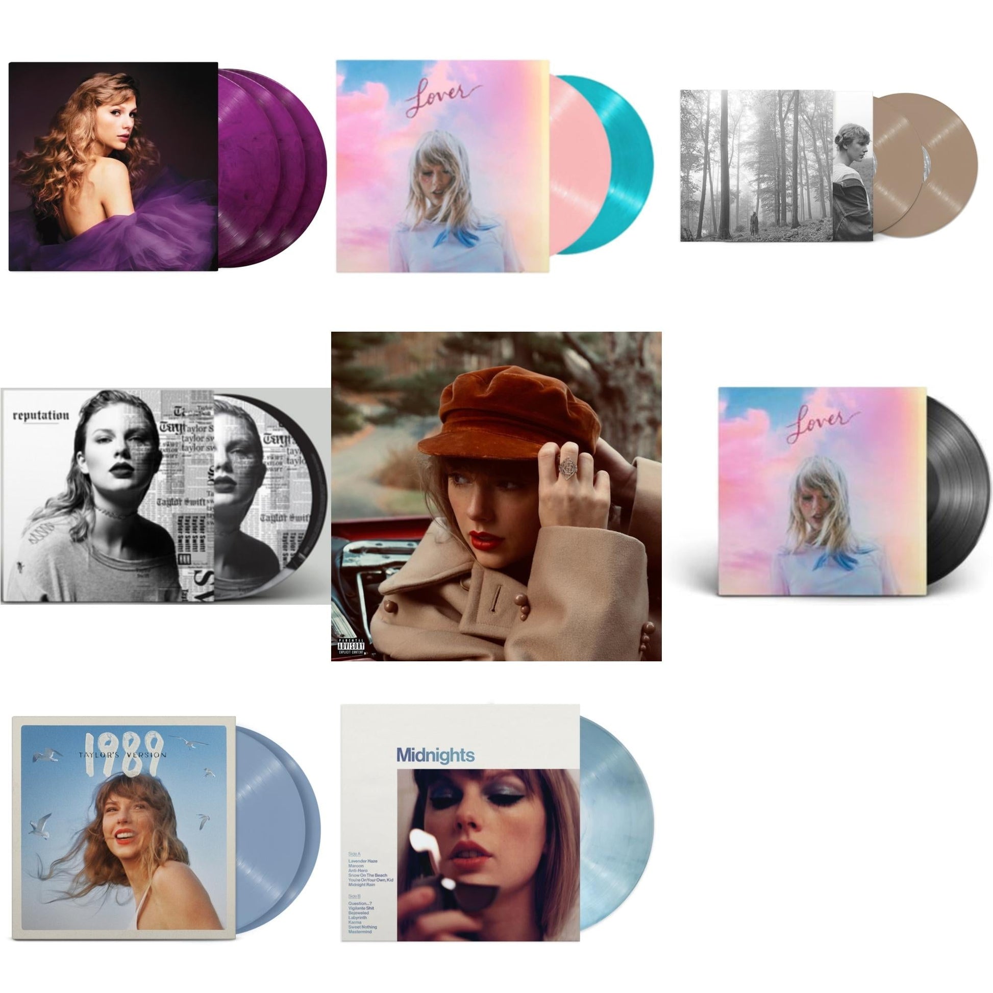This is a 8 LP Vinyl SKU bundle.
1.This LP Vinyl is brand new.Format: LP VinylMusic Style: VocalThis item's title is: Folklore (X) (Beige Vinyl/2LP)Artist: Taylor SwiftLabel: Republic RecordsBarcode: 602435034881Release Date: 7/23/2021
2.This LP Vinyl is brand new.