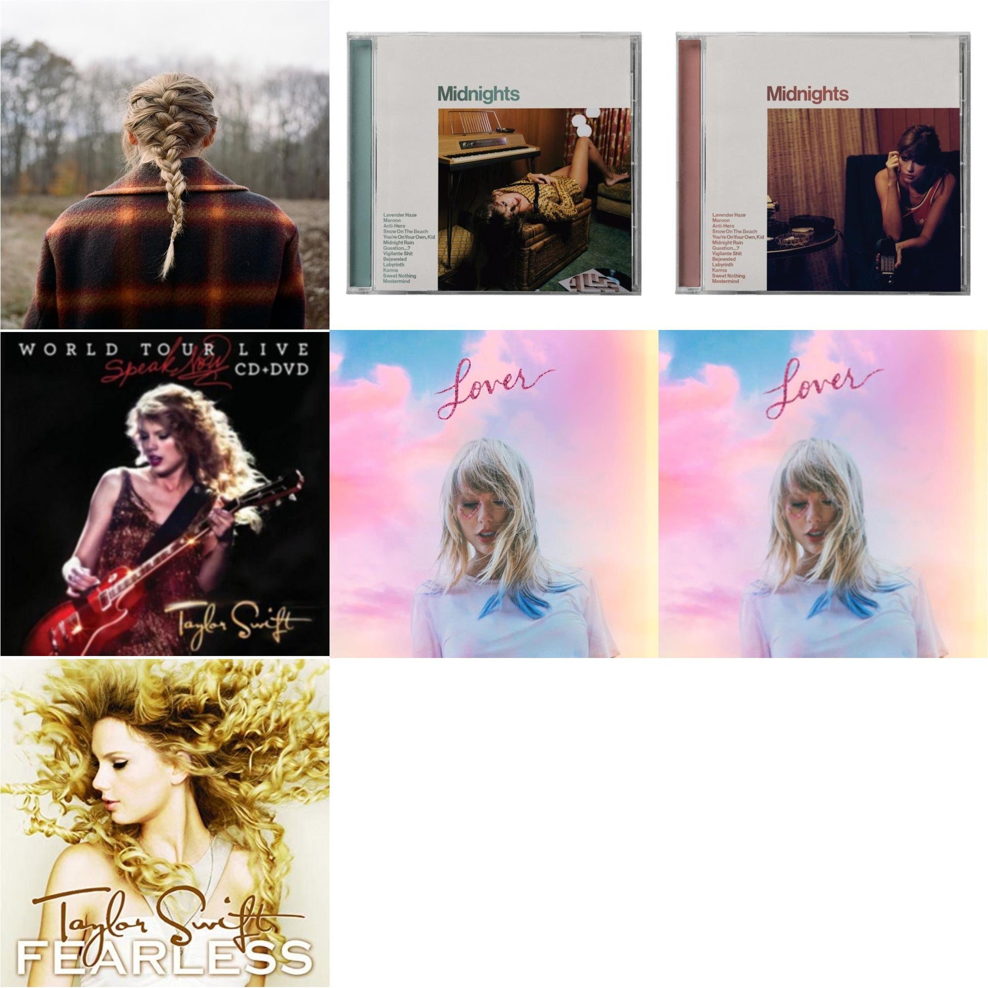 This is a 7 CD SKU bundle.
1.This CD is brand new.Format: CDMusic Style: Alternative RockThis item's title is: Evermore (X)Artist: Taylor SwiftLabel: REPUBLICBarcode: 602435648583Release Date: 12/18/2020
2.This CD is brand new.