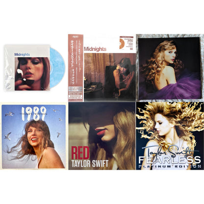 Midnights (X) (Moonstone Blue LP Vinyl) & Midnights (X) (Blood Moon LP Vinyl) & Speak Now (Taylor's Version) (Orchid Marbled Vinyl/3LP) & 1989 (Taylor's Version) (2LP/Crystal Skies Blue Vinyl) & Red & Fearless Platinum Edition